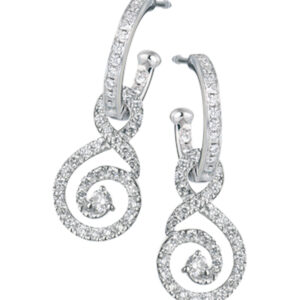 Diamond Set Hoop with Detachable Diamond Swirls in 18k White Gold