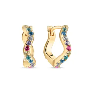 Sif Jakobs Earrings Ellera Waves Yellow Gold with Multi-coloured Zirconia