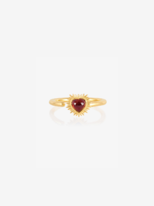 Adjustable Electric Love Mini Garnet Heart Ring