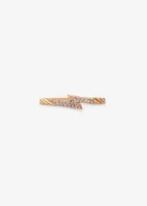Solid Gold and Diamond Lightning Bolt Ring