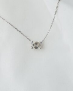 East to West - Horizontal Emerald Cut Lab Grown Diamond Pendant