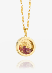 Medium Deco Sun Mixed Birthstone Amulet Necklace
