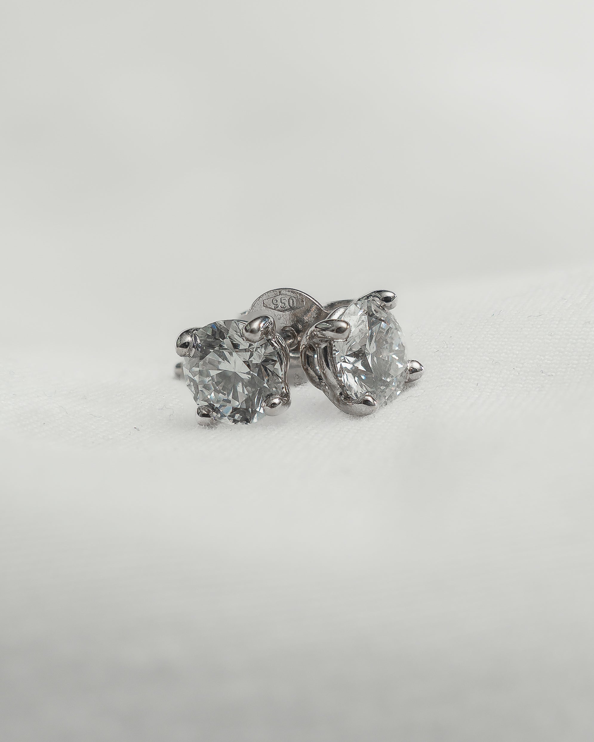 Electra - Platinum Round Lab Grown Diamond Stud Earrings