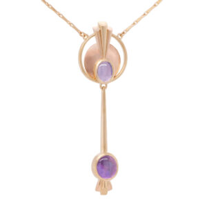 Double Star Sapphire Art Deco Inspired Pendant
