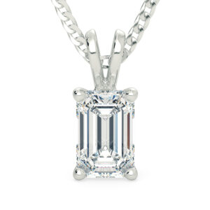 Emerald Ettore Diamond Pendant in 18K White Gold