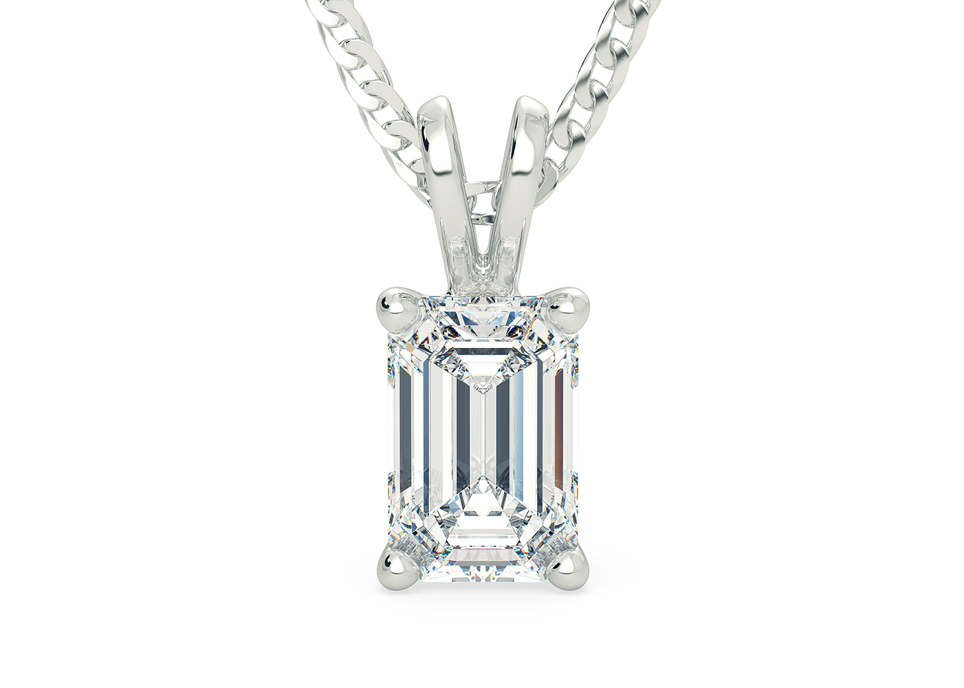 Emerald Ettore Diamond Pendant in 18K White Gold