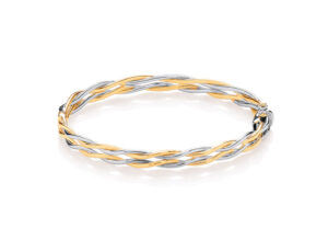 9ct Two Colour 2-Row Entwined Bangle