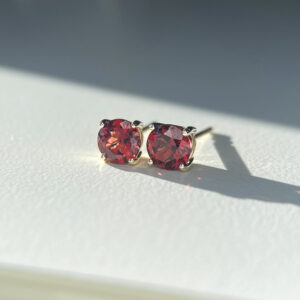 1.185ct Round Garnet Stud Earrings in 9K Yellow Gold