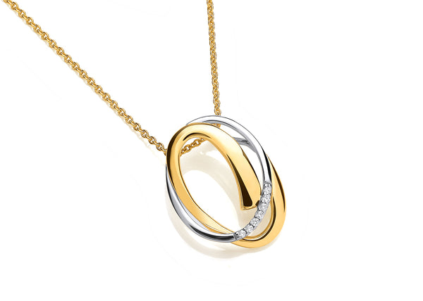9ct Two Colour Gold Open Letter Q Diamond Set Pendant on Chain