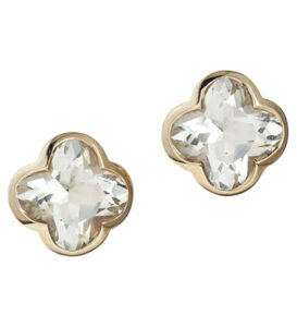 Cocktail Green Quartz Flower Stud Earrings in 18k Rose Gold