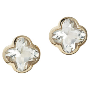 Cocktail Green Quartz Flower Stud Earrings in 18k Rose Gold