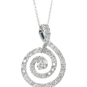 Diamond Set Swirl Pendant in 18k White Gold