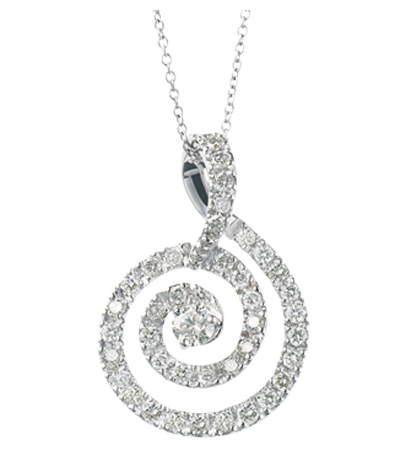 Diamond Set Swirl Pendant in 18k White Gold