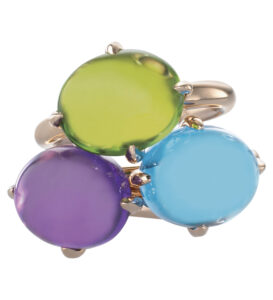 Cabochon Rings in Blue Topaz, Amethyst & Peridot in 18K Rose Gold