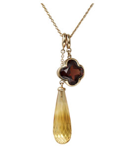 Citrine and Garnet Cocktail Pendants in 18k Rose Gold