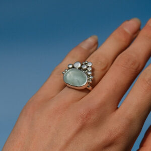 Aquamarine Seafoam Silver Ring
