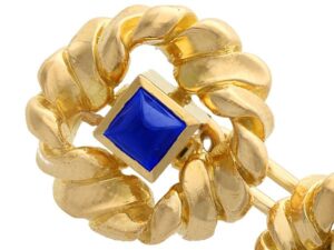 0.60ct Sapphire and 18ct Yellow Gold Cufflinks by Van Cleef and Arpels - Vintage French Circa 1960