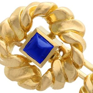 0.60ct Sapphire and 18ct Yellow Gold Cufflinks by Van Cleef and Arpels - Vintage French Circa 1960