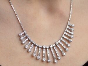 6.35ct Diamond and Platinum Fringe Necklace - Art Deco - Antique Circa 1925