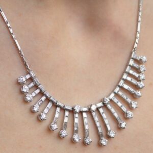 6.35ct Diamond and Platinum Fringe Necklace - Art Deco - Antique Circa 1925