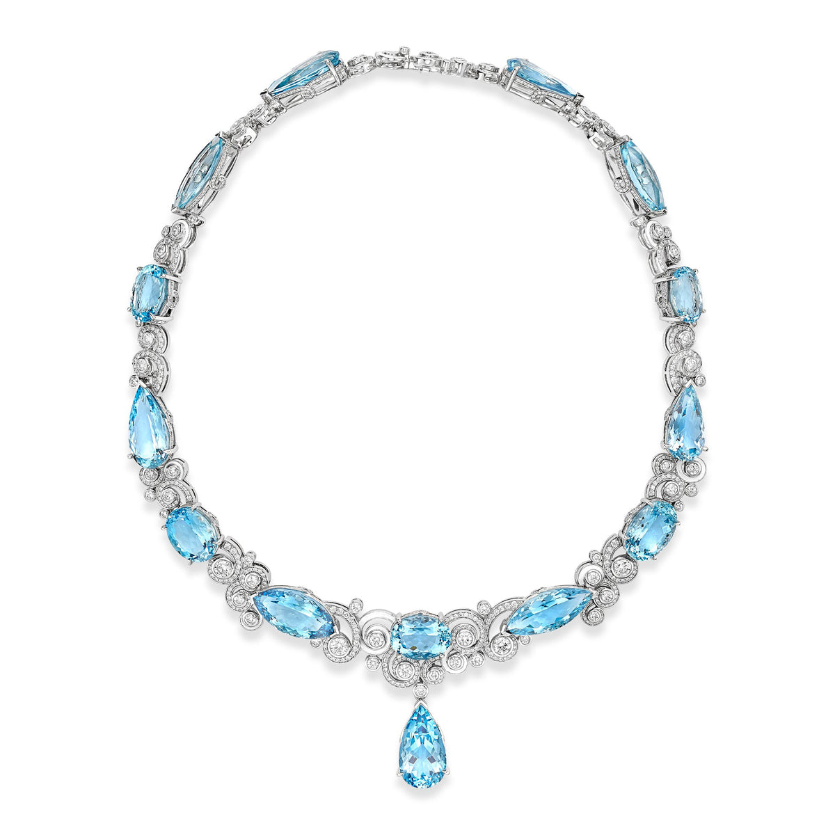 A Family Journey Geneva Aquamarine Platinum Necklace