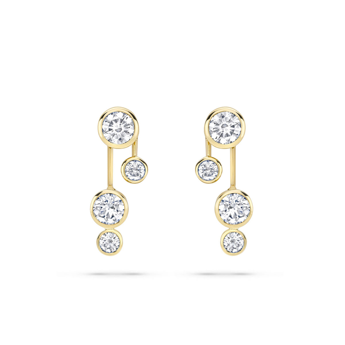 Double Drop Yellow Gold Earrings