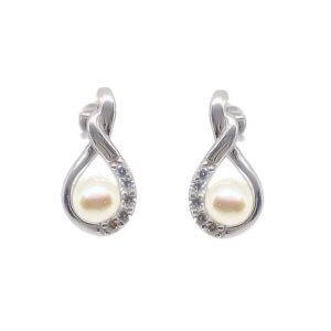 Pearl & CZ Crystal Drop Earrings