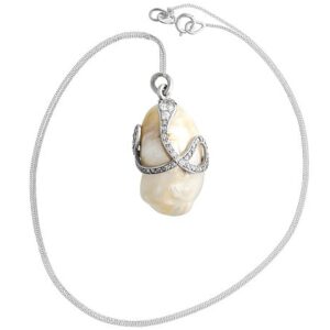 Natural Saltwater Pearl, Ruby and 0.68ct Diamond, Platinum Pendant - Antique Circa 1880