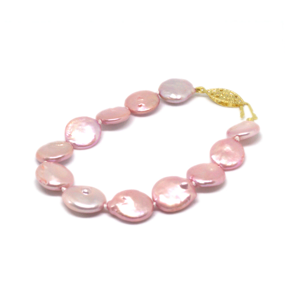 Pink Coin Pearl Bracelet