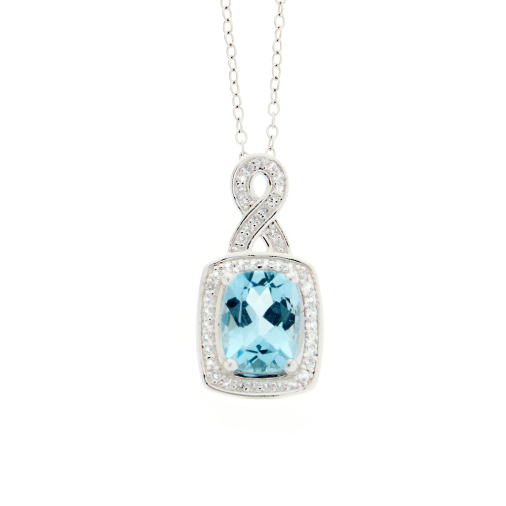 Sky Blue Topaz and White Topaz Silver Pendant