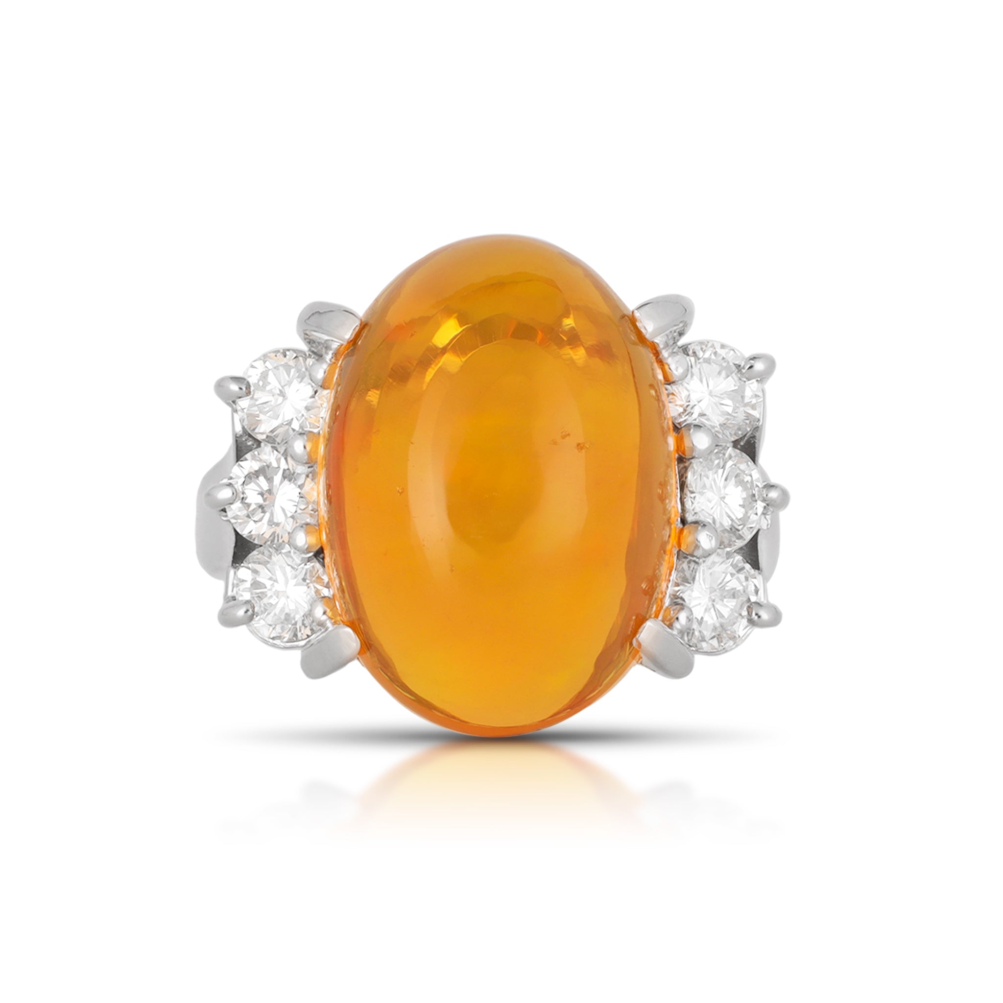 Fire Opal and Diamond Platinum Ring