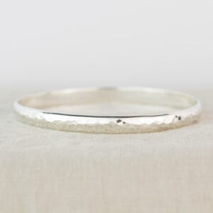 Wide Simple D-Shaped Hammered Bangle