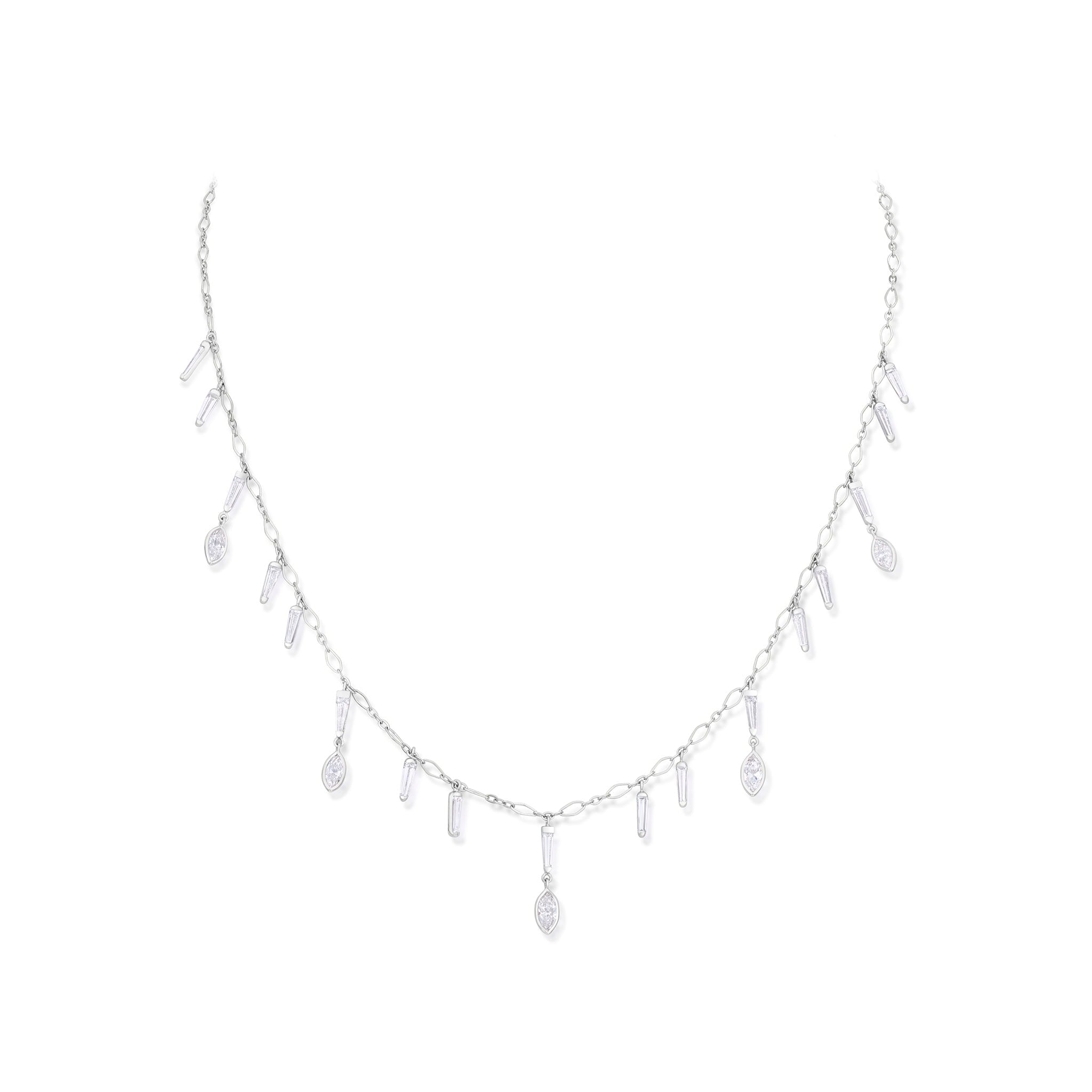 4.15 Carat Diamond and Platinum Drop Necklace