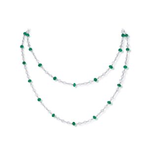 13.06 Carat Emerald and Diamond Beaded Necklace