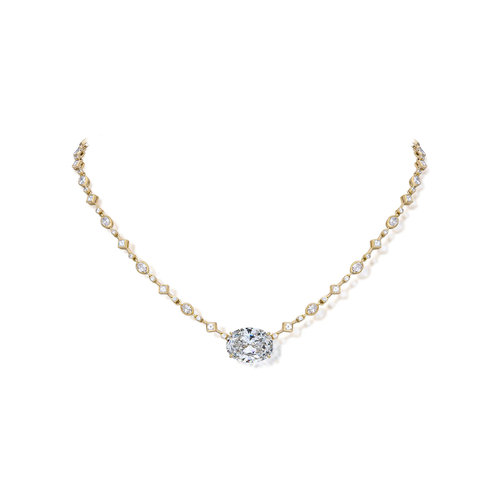 9.28 Carat Oval Diamond Link Necklace