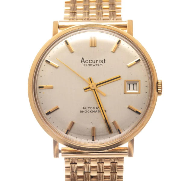 9ct Gold Accurist Gentlemans Watch - Image 3