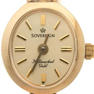 9ct Gold Ladys Sovereign Quartz Bracelet Watch