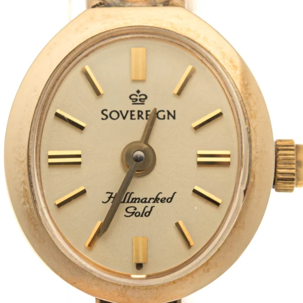 9ct Gold Ladys Sovereign Quartz Bracelet Watch - Image 2