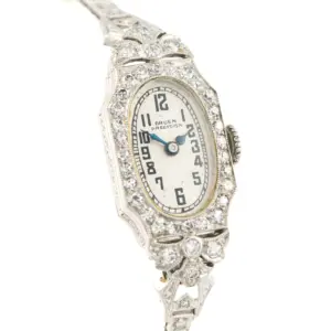 14ct White Gold & Platinum Ladys Diamond Set Bracelet Watch