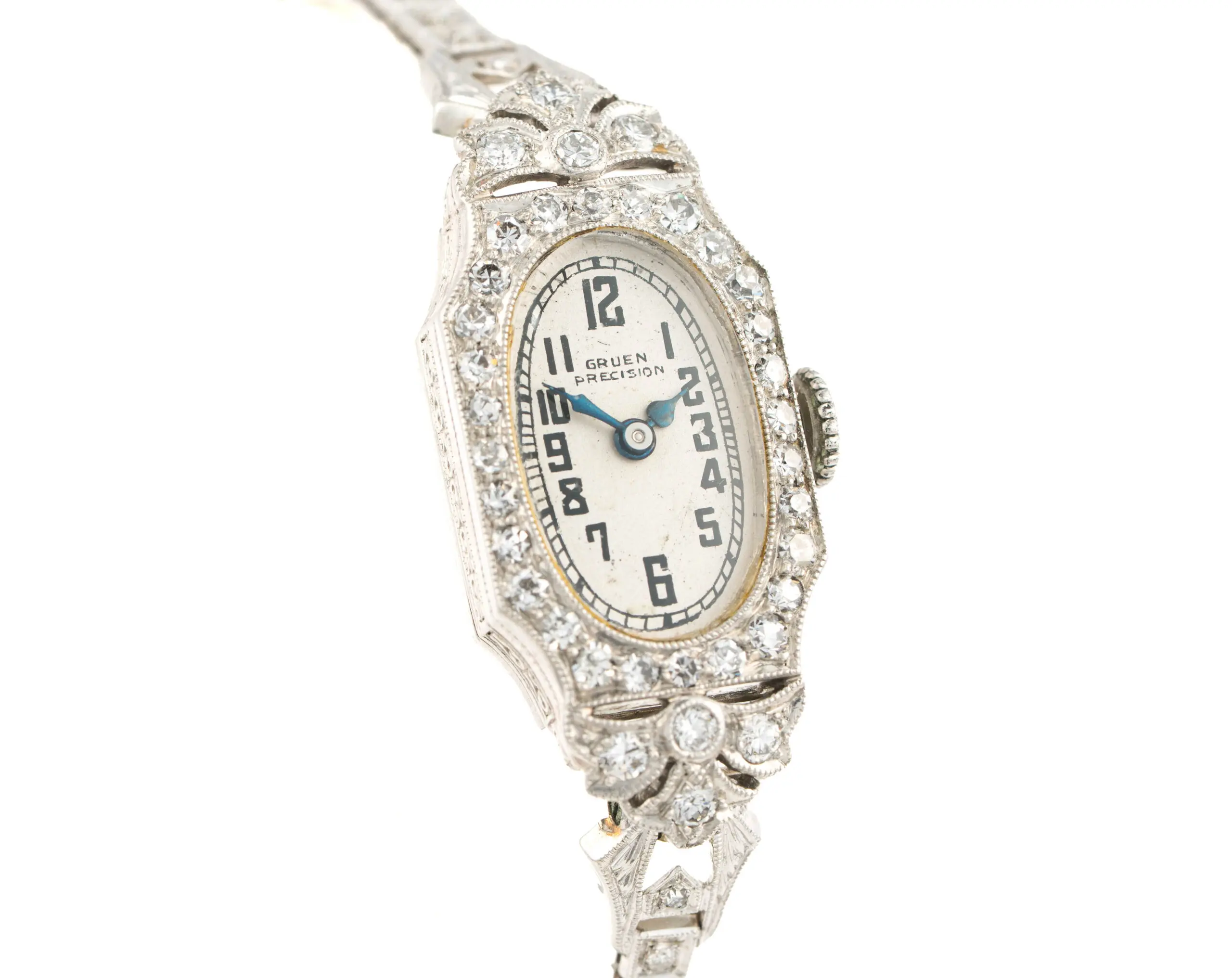 14ct White Gold & Platinum Ladys Diamond Set Bracelet Watch - Image 2