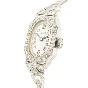 14ct White Gold & Platinum Ladys Diamond Set Bracelet Watch