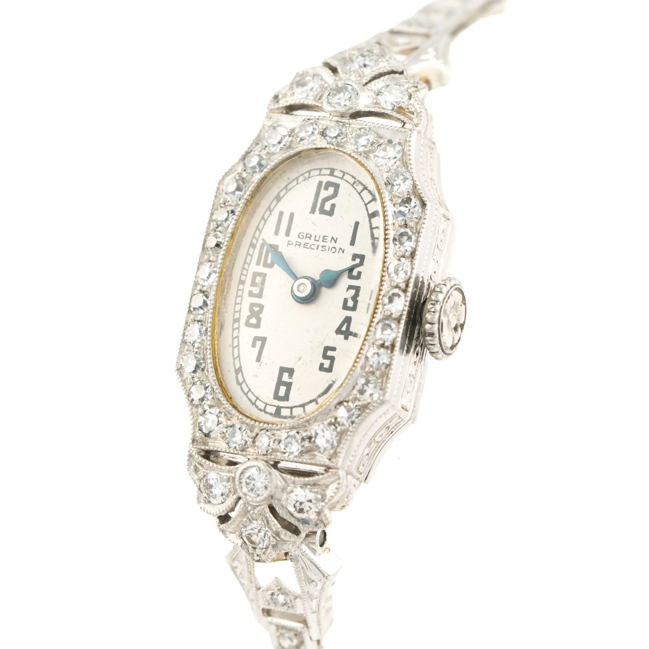 14ct White Gold & Platinum Ladys Diamond Set Bracelet Watch - Image 3