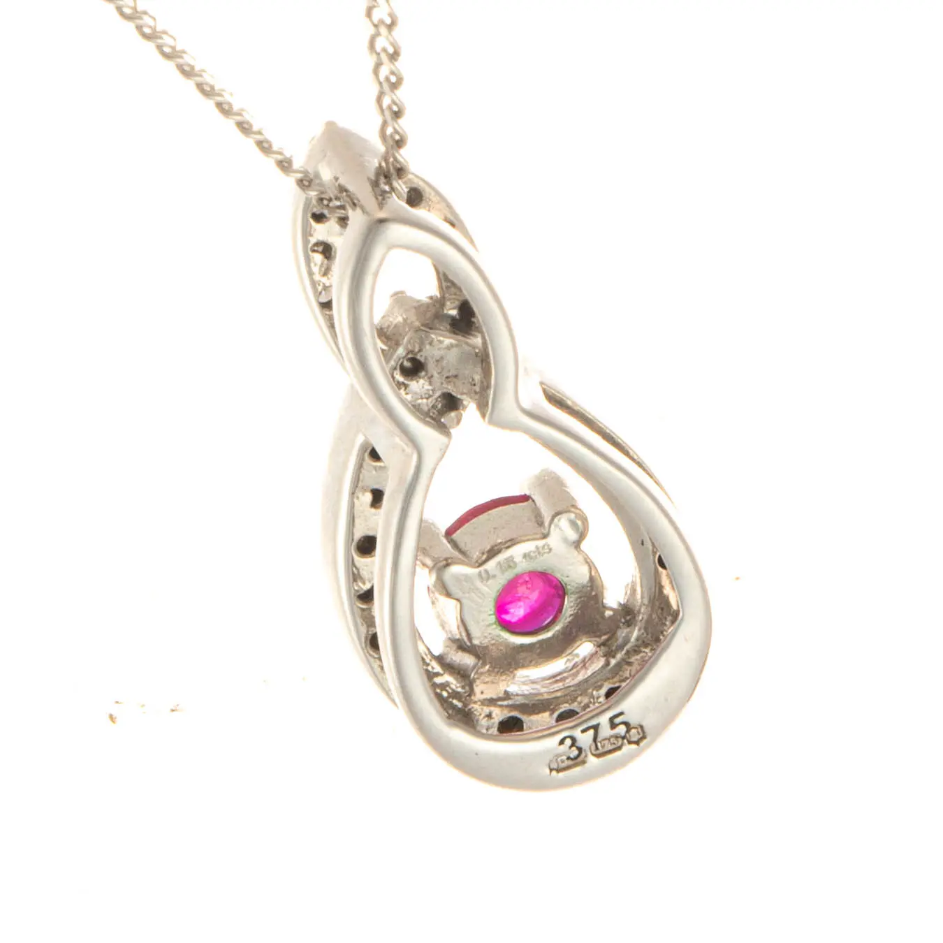 9ct White Gold Ruby & Diamond Pendant - Image 3