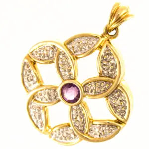 9ct Gold Amethyst & Zirconia Pendant