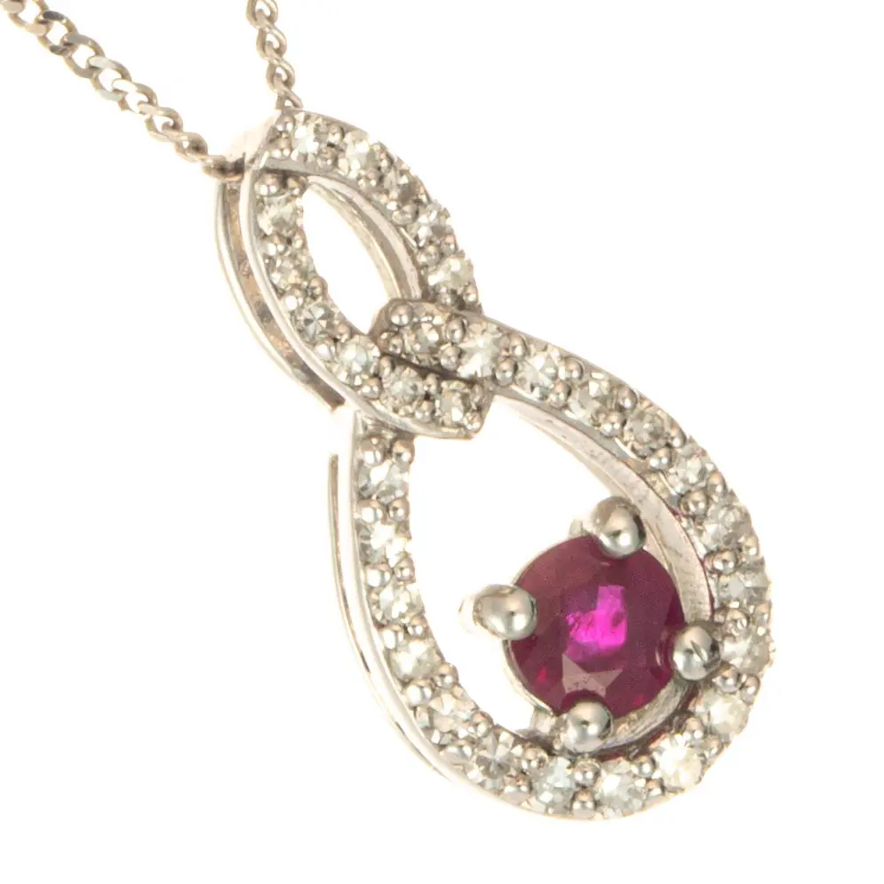 9ct White Gold Ruby & Diamond Pendant - Image 2