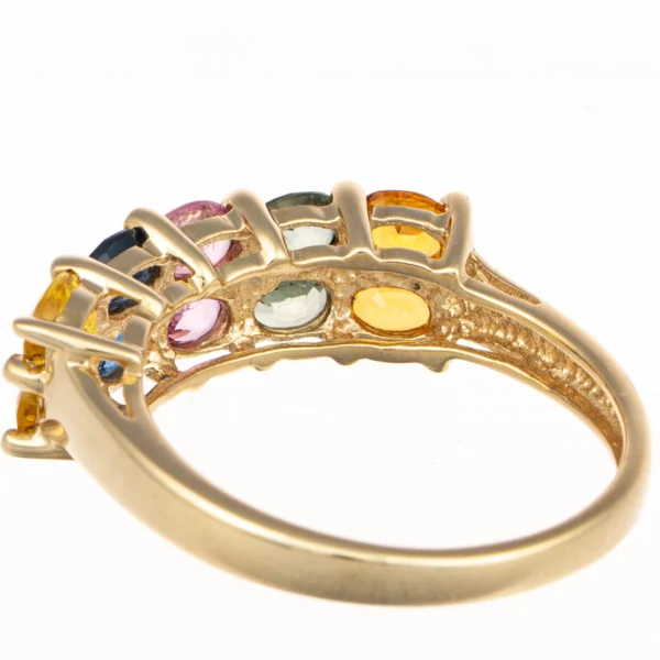 9ct Yellow Gold Multi-Coloured Sapphire Dress Ring - Image 3