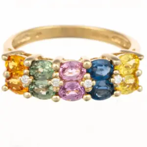 9ct Yellow Gold Multi-Coloured Sapphire Dress Ring