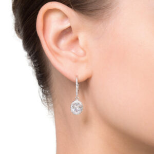 Silver and cubic zirconia drop earrings.