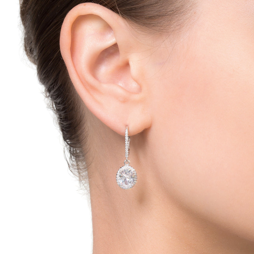 Silver and cubic zirconia drop earrings. - Image 3