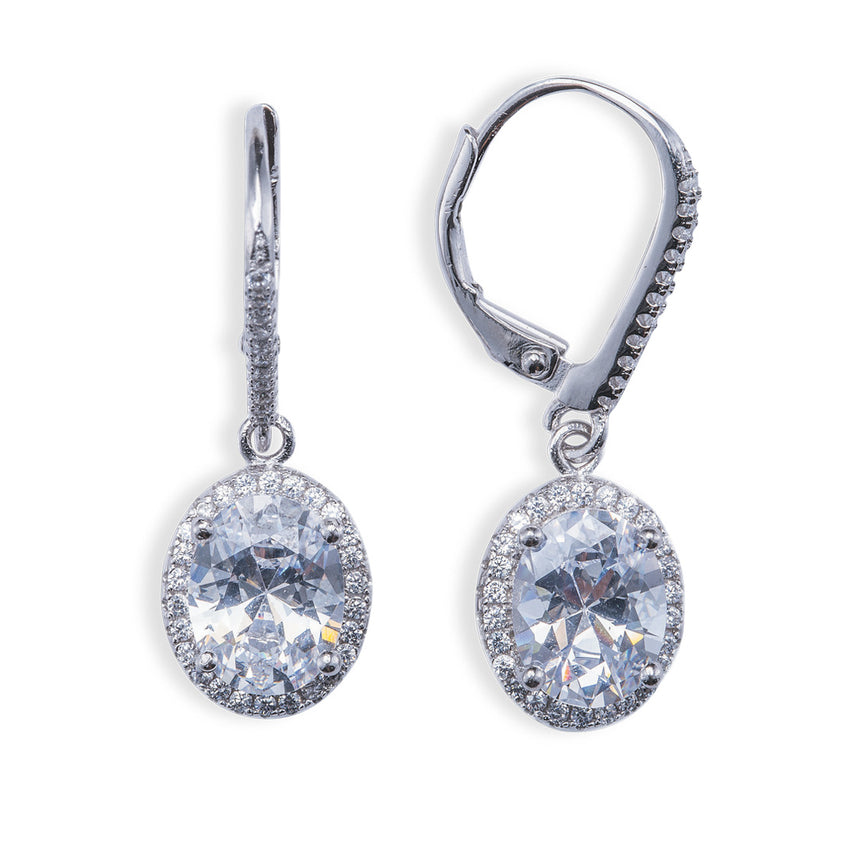 Silver and cubic zirconia drop earrings. - Image 2